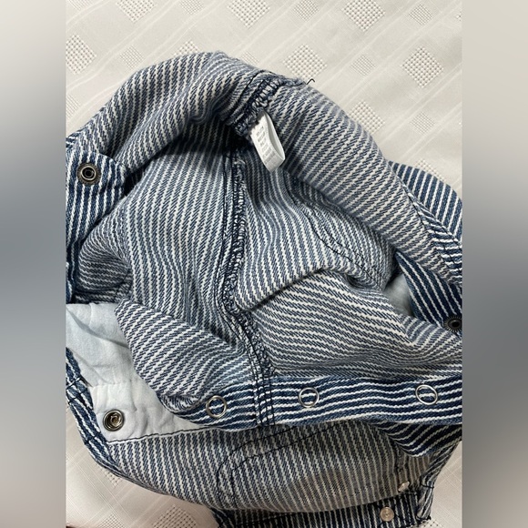 Lakin McKey by KEY Baby Overalls 9M Blue White Railroad Stripe Denim - Picture 11 of 13